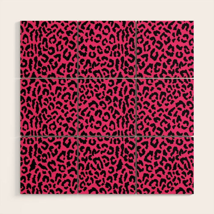 2000s leopard-black on hot pink Wood Wall Art