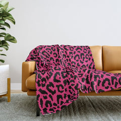 2000s leopard-black on hot pink Throw Blanket