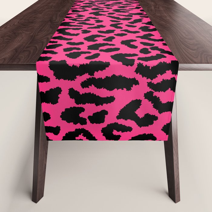 2000s leopard-black on hot pink Table Runner