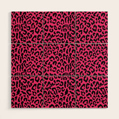 2000s leopard-black on hot pink Wood Wall Art