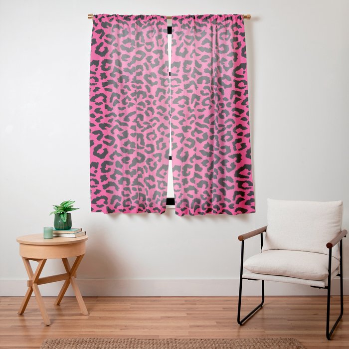 2000s leopard-black on hot pink Window Curtain