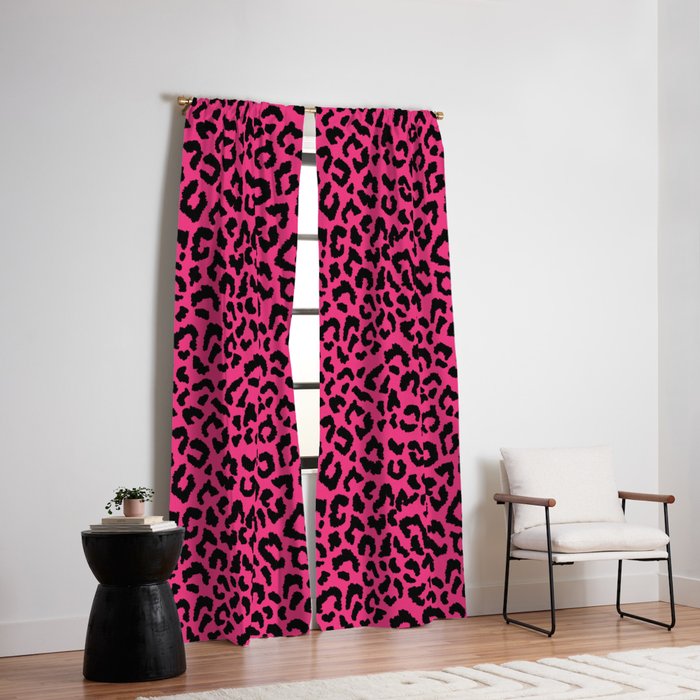 2000s leopard-black on hot pink Window Curtain