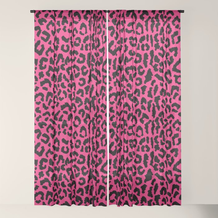 2000s leopard-black on hot pink Window Curtain