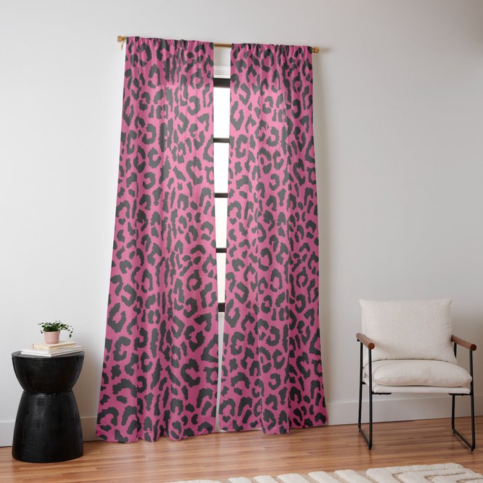 2000s leopard-black on hot pink Window Curtain