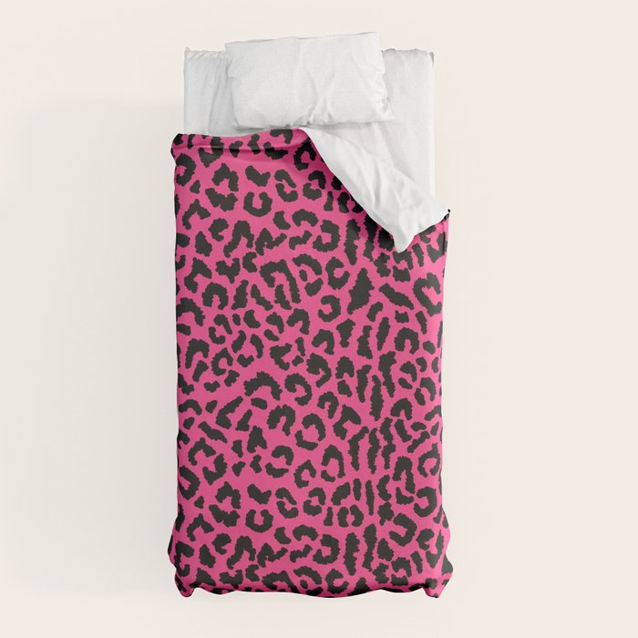 2000s leopard-black on hot pink Duvet Cover