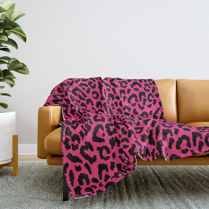 2000s leopard-black on hot pink Throw Blanket