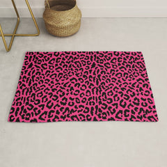 2000s leopard-black on hot pink Rug