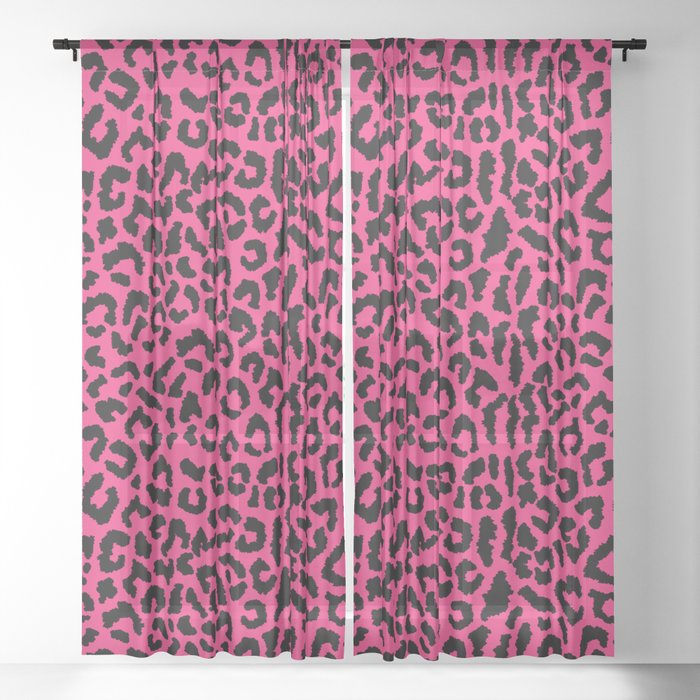 2000s leopard-black on hot pink Window Curtain
