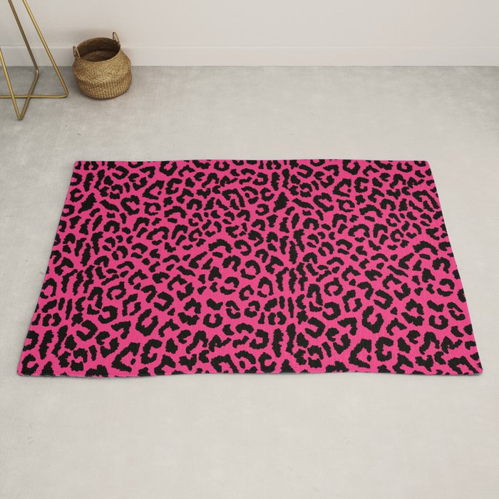 2000s leopard-black on hot pink Rug