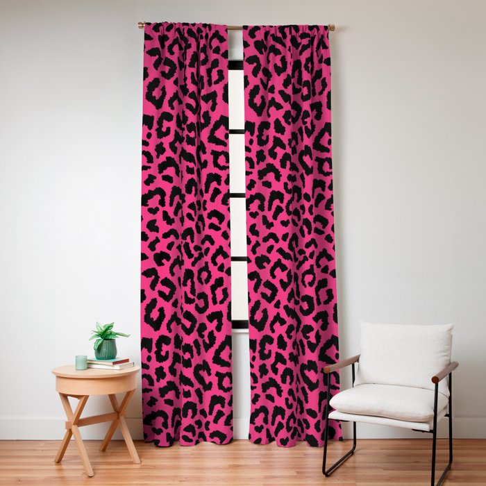 2000s leopard-black on hot pink Window Curtain