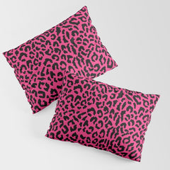 2000s leopard-black on hot pink Pillow Sham