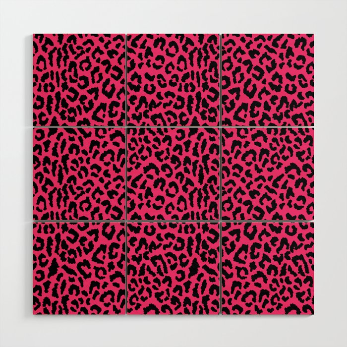 2000s leopard-black on hot pink Wood Wall Art