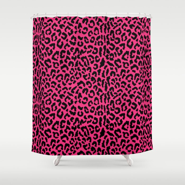 2000s leopard-black on hot pink Shower Curtain