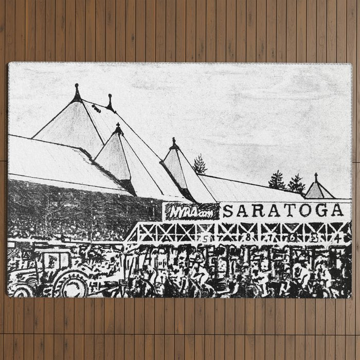 "The Starting Gate" Saratoga Springs Race Course Track Outdoor Rug