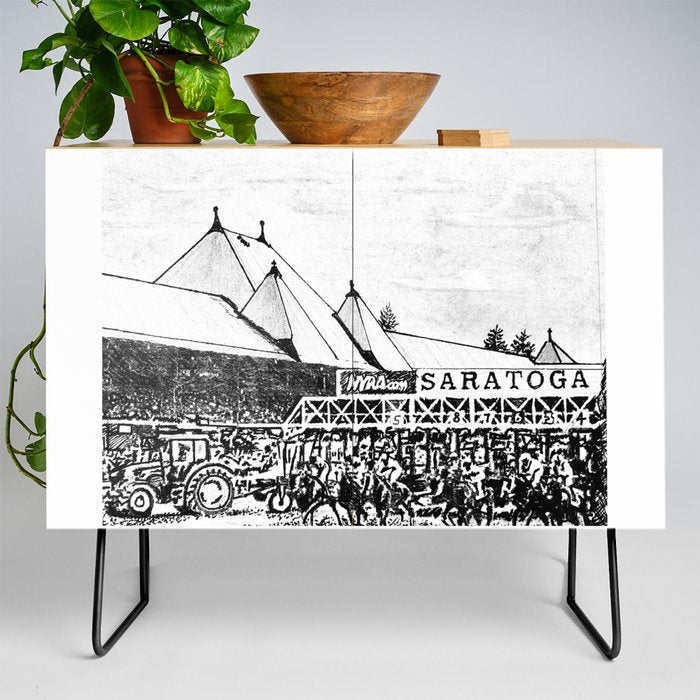 "The Starting Gate" Saratoga Springs Race Course Track Credenza