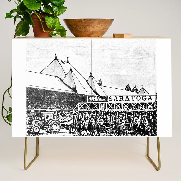 "The Starting Gate" Saratoga Springs Race Course Track Credenza