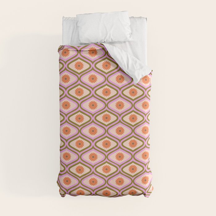 70s Disco Daisy Flower Pattern Duvet Cover