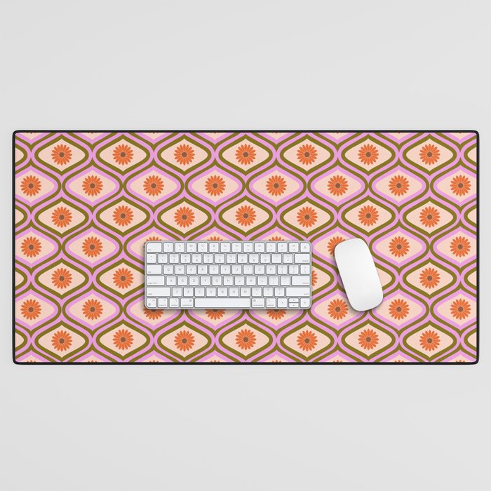 70s Disco Daisy Flower Pattern Desk Mat