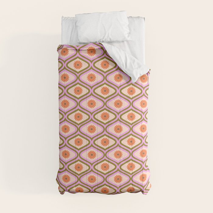 70s Disco Daisy Flower Pattern Comforter