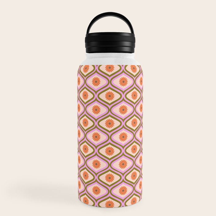 70s Disco Daisy Flower Pattern Water Bottle
