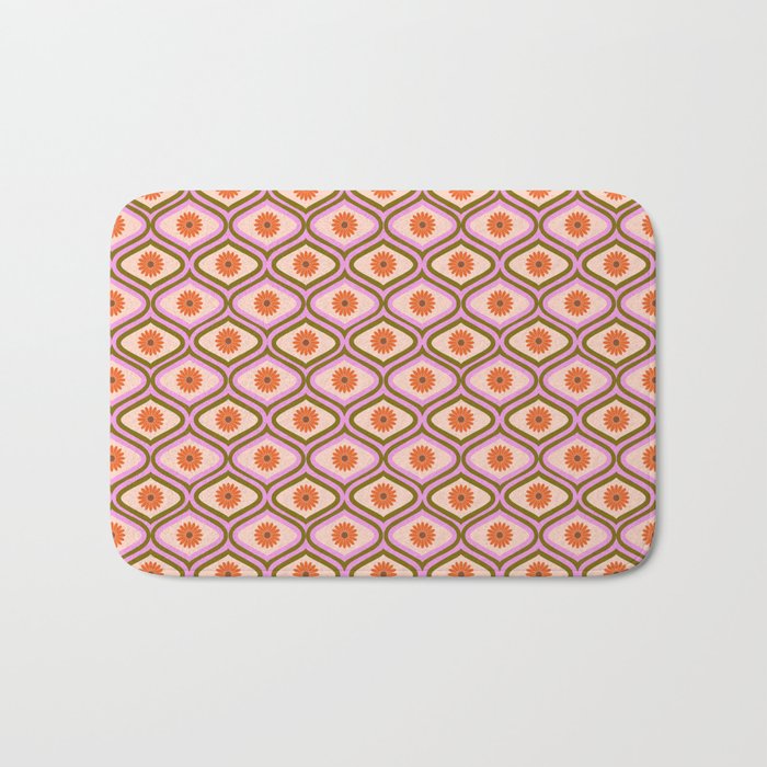 70s Disco Daisy Flower Pattern Bath Mat