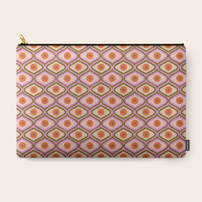 70s Disco Daisy Flower Pattern Carry All Pouch