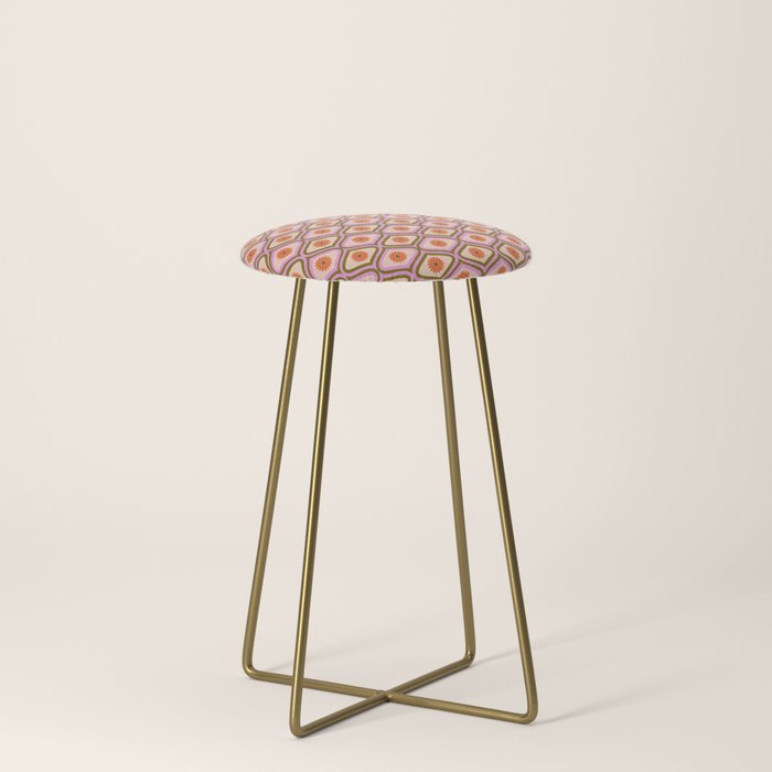 70s Disco Daisy Flower Pattern Stool