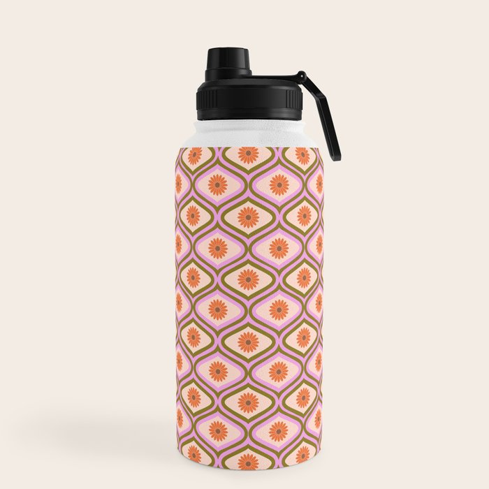 70s Disco Daisy Flower Pattern Water Bottle