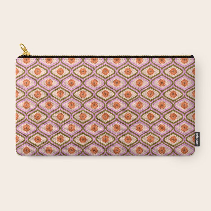 70s Disco Daisy Flower Pattern Carry All Pouch