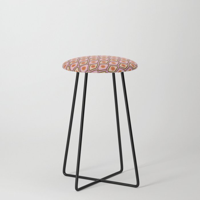 70s Disco Daisy Flower Pattern Stool