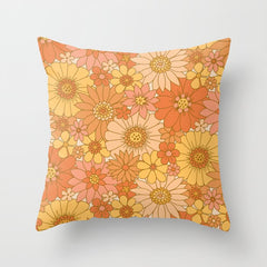 70s Retro Daisy Floral Throw Pillow