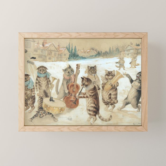 Carol Singing Cats' Funny Vintage Christmas Louis Wain Mini Art Print