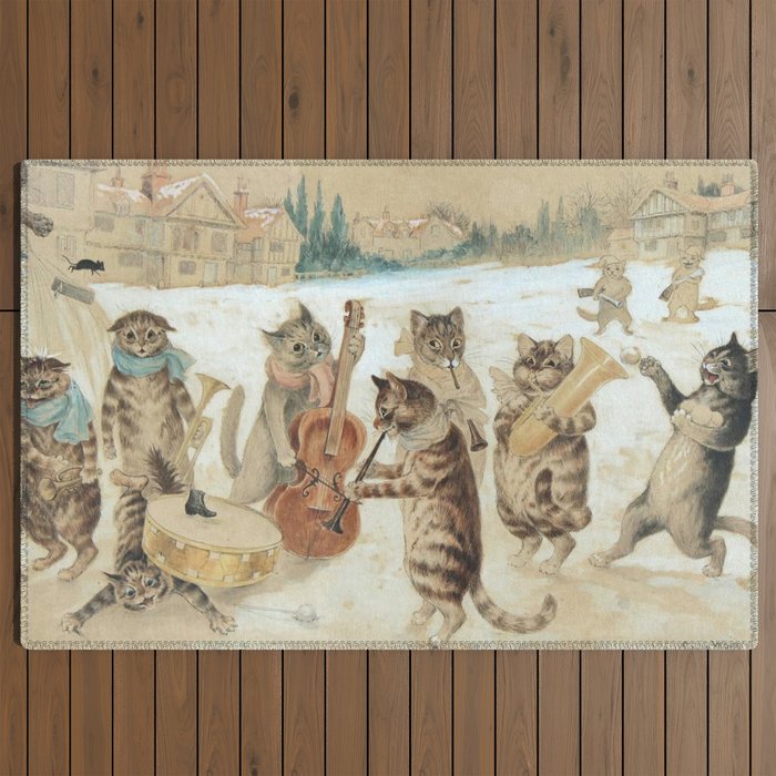 Carol Singing Cats' Funny Vintage Christmas Louis Wain Outdoor Rug
