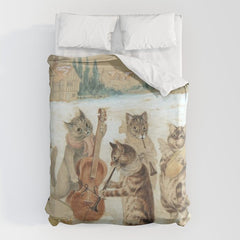 Carol Singing Cats' Funny Vintage Christmas Louis Wain Duvet Cover