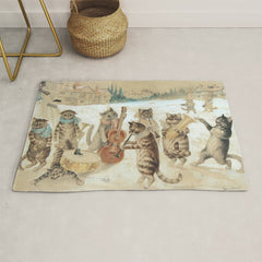 Carol Singing Cats' Funny Vintage Christmas Louis Wain Rug