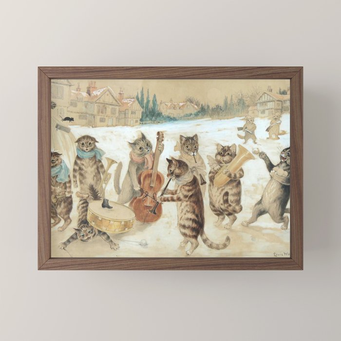 Carol Singing Cats' Funny Vintage Christmas Louis Wain Mini Art Print