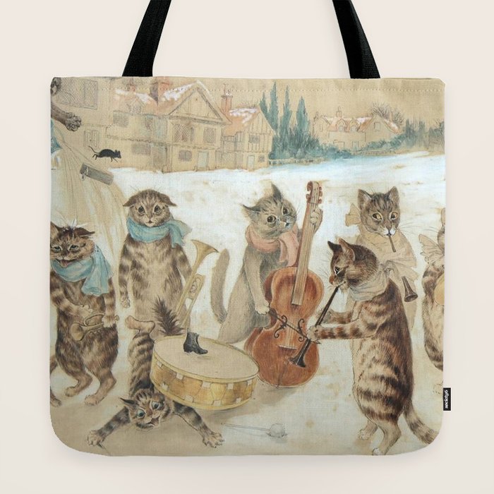 Carol Singing Cats' Funny Vintage Christmas Louis Wain Tote Bag