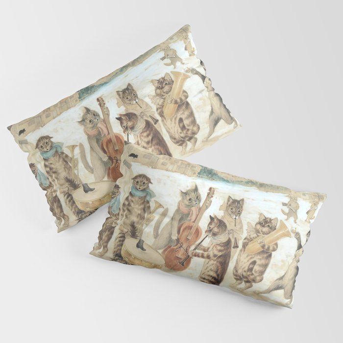 Carol Singing Cats' Funny Vintage Christmas Louis Wain Pillow Sham