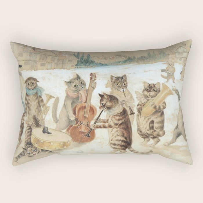 Carol Singing Cats' Funny Vintage Christmas Louis Wain Rectangular Pillow