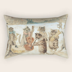 Carol Singing Cats' Funny Vintage Christmas Louis Wain Rectangular Pillow