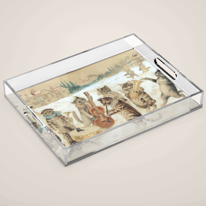 Carol Singing Cats' Funny Vintage Christmas Louis Wain Acrylic Tray