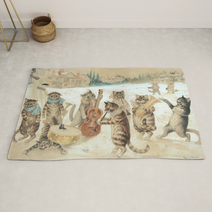 Carol Singing Cats' Funny Vintage Christmas Louis Wain Rug