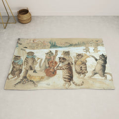 Carol Singing Cats' Funny Vintage Christmas Louis Wain Rug