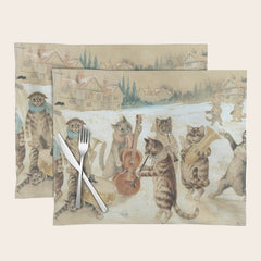 Carol Singing Cats' Funny Vintage Christmas Louis Wain Placemat
