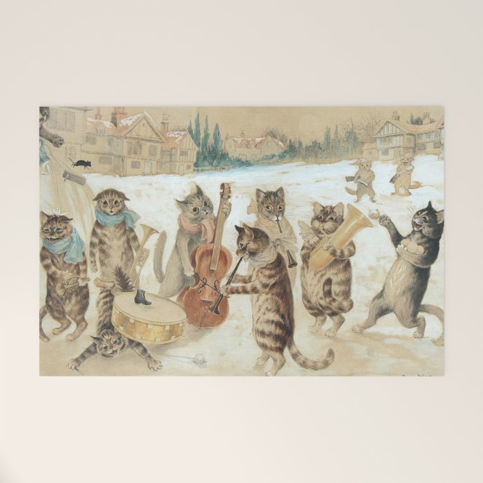 Carol Singing Cats' Funny Vintage Christmas Louis Wain Welcome Mat