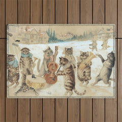 Carol Singing Cats' Funny Vintage Christmas Louis Wain Outdoor Rug