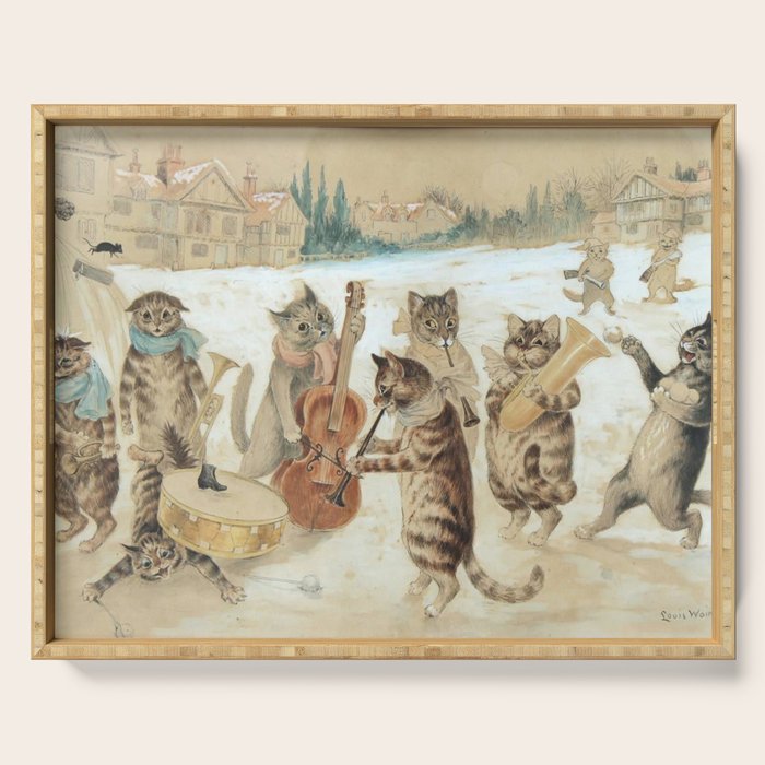 Carol Singing Cats' Funny Vintage Christmas Louis Wain Serving Tray