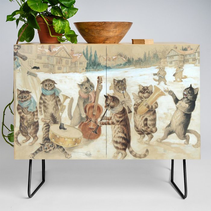 Carol Singing Cats' Funny Vintage Christmas Louis Wain Credenza
