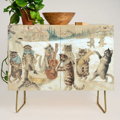 Carol Singing Cats' Funny Vintage Christmas Louis Wain Credenza