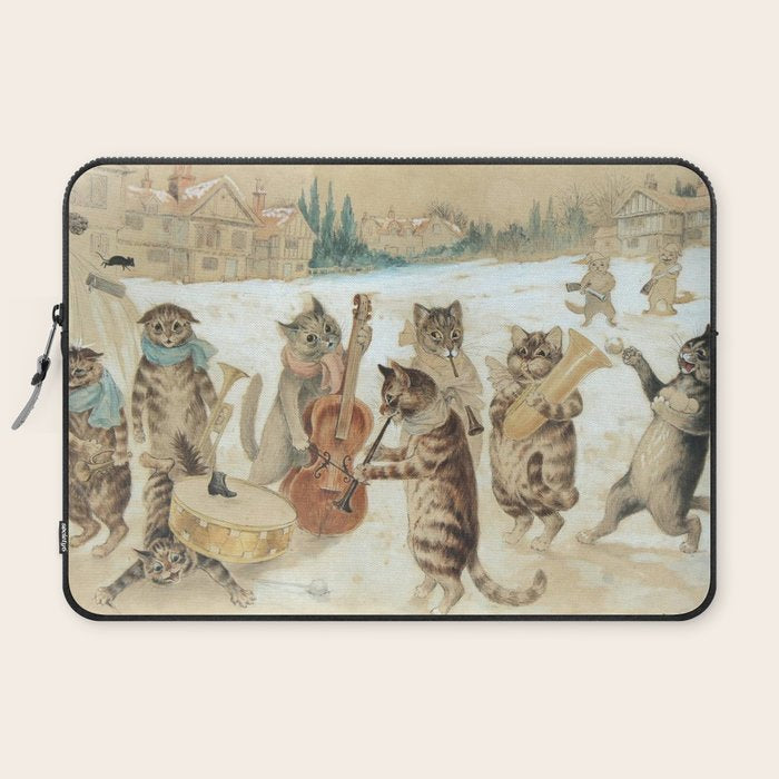 Carol Singing Cats' Funny Vintage Christmas Louis Wain Laptop Sleeve